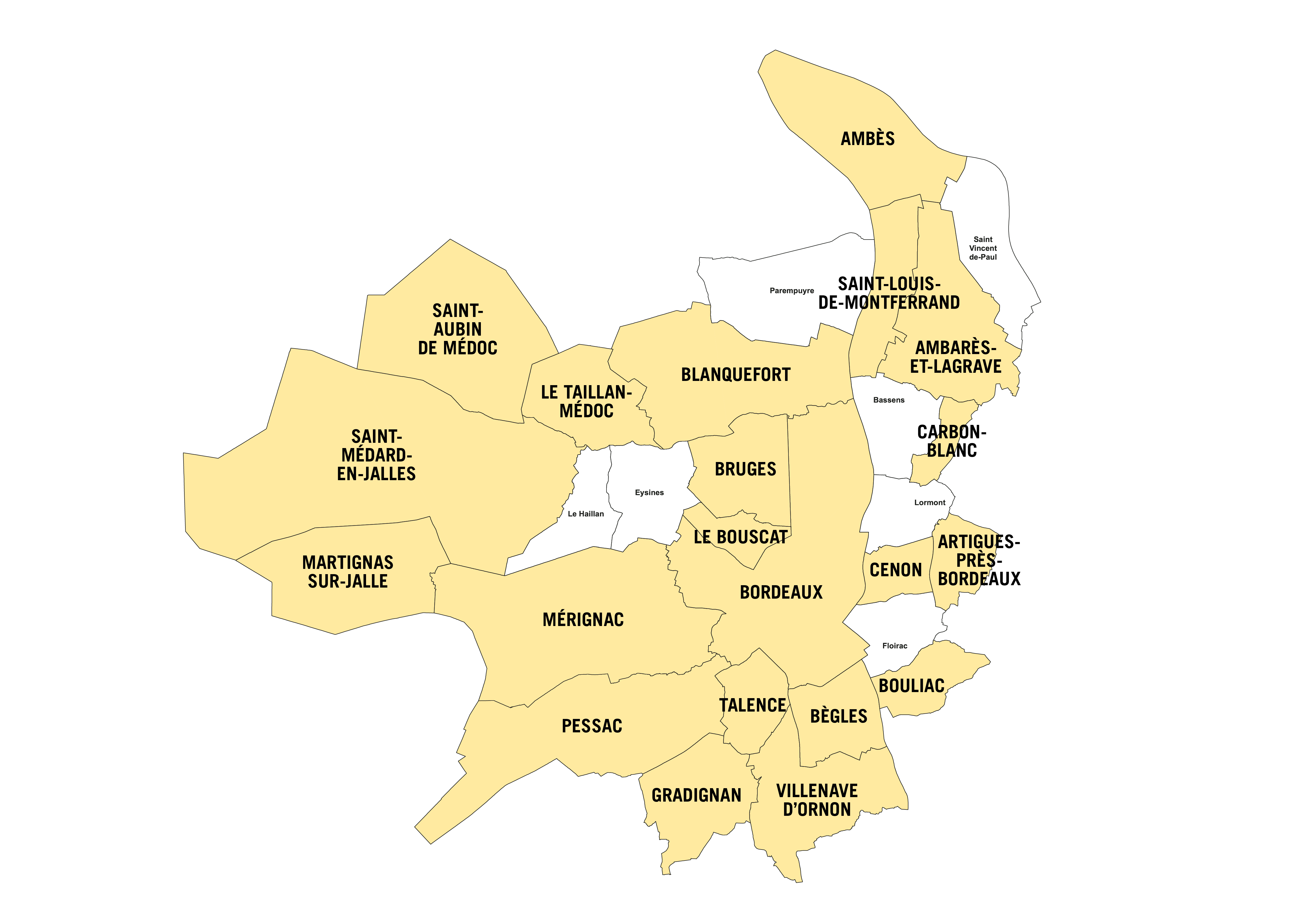 map des 22 communes éligibles à la carte jeune